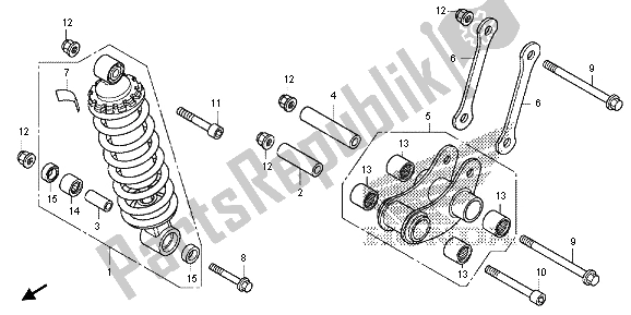 All parts for the Rear Cushion of the Honda NC 700S 2013