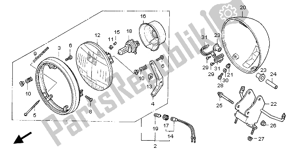 All parts for the Headlight (eu) of the Honda VF 750C 1996