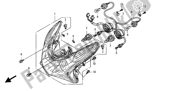 All parts for the Headlight (uk) of the Honda WW 125 EX2 2012