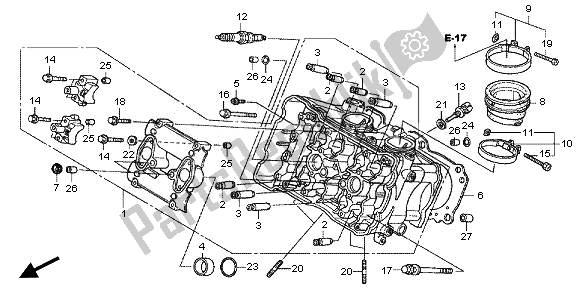 All parts for the Cylinder Head (front) of the Honda VFR 800X 2011