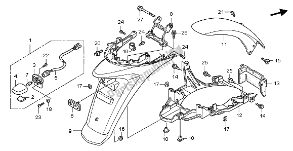 All parts for the Rear Fender of the Honda SH 125 2008