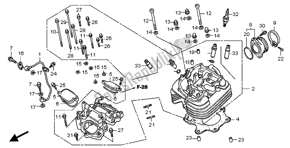 Alle onderdelen voor de Cilinderkop van de Honda TRX 300 EX 2008