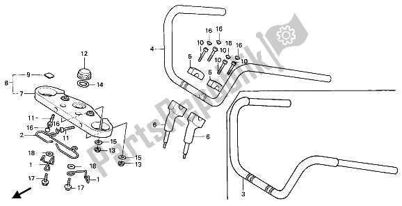 Todas las partes para Manejar Tubo Y Puente Superior de Honda VT 1100C 1988