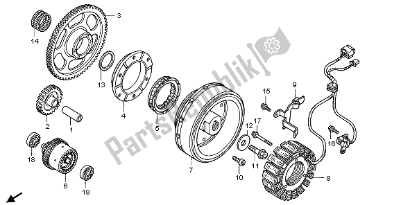 All parts for the Generator of the Honda VTX 1800C1 2006