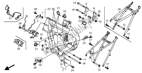 All parts for the Frame Body of the Honda CRF 250R 2008