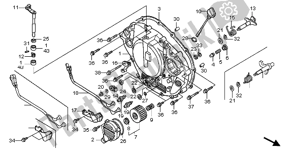 Todas las partes para Tapa Del Cárter Derecho de Honda TRX 300 EX Fourtrax 2004