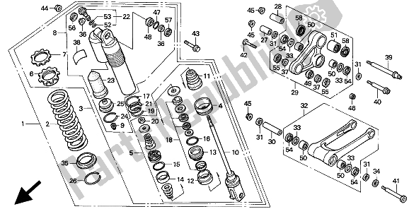 Todas as partes de Almofada Traseira do Honda CR 250R 1994