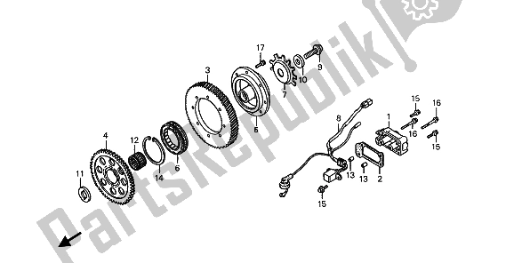 All parts for the Starting Clutch of the Honda ST 1100 1993