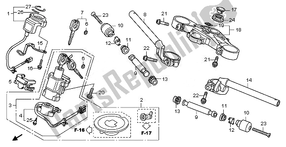 All parts for the Handle Pipe & Top Bridge of the Honda CBR 1000 RR 2008