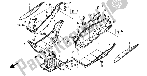 Todas las partes para Panel De Piso de Honda WW 125 EX2 2012