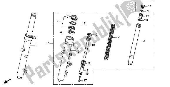 All parts for the Front Fork of the Honda FES 125A 2009