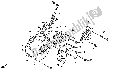 All parts for the Left Crankcase Cover of the Honda NX 650 1993