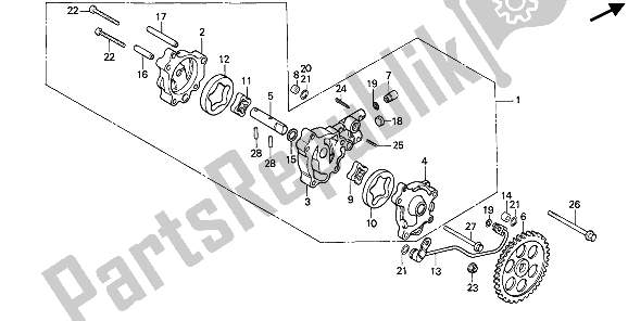 Toutes les pièces pour le La Pompe à Huile du Honda XBR 500S 1987