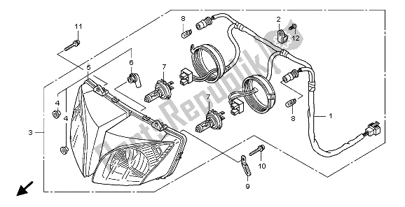 All parts for the Headlight (uk) of the Honda CBF 1000S 2009