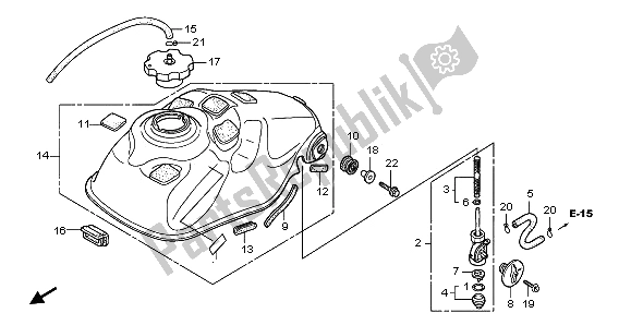 All parts for the Fuel Tank of the Honda TRX 300 EX Sporttrax 2001