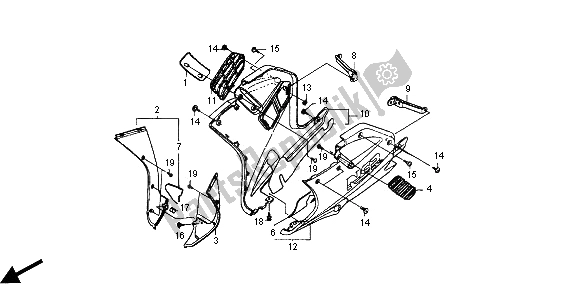 All parts for the Lower Cowl of the Honda NSR 125R 2000