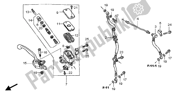 All parts for the Fr. Brake Master Cylinder of the Honda VFR 800 FI 2001