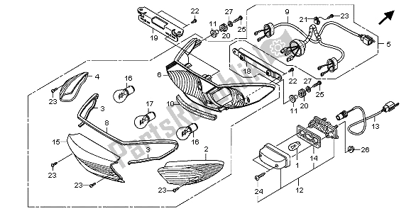 Tutte le parti per il Fanale Posteriore del Honda XL 1000V 2007