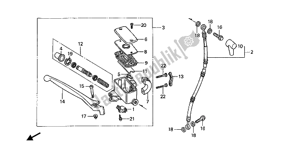 All parts for the Fr. Brake Master Cylinder of the Honda GL 1500 1989