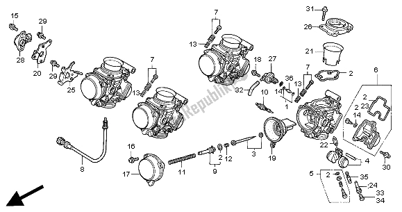 Alle onderdelen voor de Carburateur (onderdelen) van de Honda CBR 600F 2000