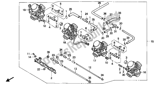 All parts for the Carburetor (assy.) of the Honda CBR 900 RR 1993