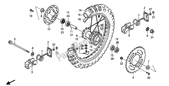 All parts for the Rear Wheel of the Honda CR 80R 1993