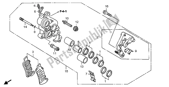 All parts for the R. Front Brake Caliper (abs) of the Honda XL 700 VA Transalp 2008