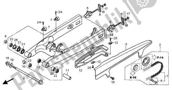 All parts for the Swingarm of the Honda CBF 500A 2008