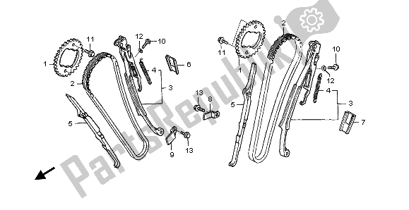 Alle onderdelen voor de Nokkenketting & Spanner van de Honda NT 650V 1999