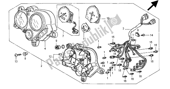 All parts for the Meter (kmh) of the Honda CB 600F2 Hornet 2000