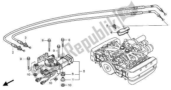 All parts for the Reverse Shift Actuator of the Honda GL 1800A 2001