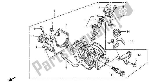 All parts for the Throttle Body of the Honda CRF 250R 2013