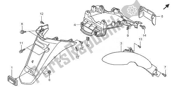 Tutte le parti per il Parafango Posteriore del Honda PES 125R 2008