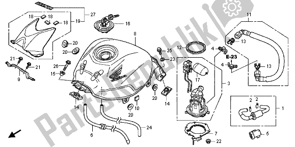 Alle onderdelen voor de Benzinetank van de Honda CBR 250 RA 2013