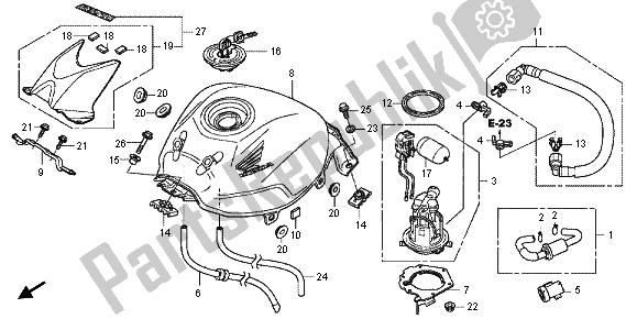 Alle onderdelen voor de Benzinetank van de Honda CBR 250 RA 2013