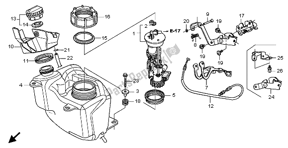 All parts for the Fuel Tank of the Honda FES 150 2007