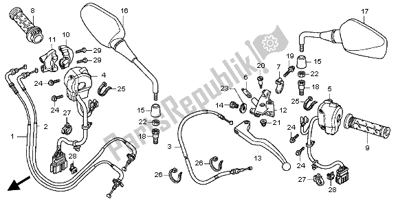 Alle onderdelen voor de Handvat Hendel & Schakelaar & Kabel van de Honda NC 700 XA 2012