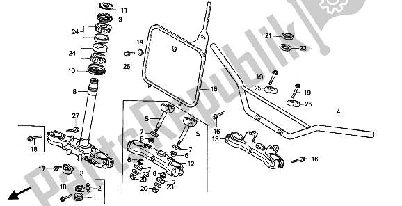 Todas las partes para Tubo De Manija Y Puente Superior Y Vástago De Dirección de Honda CR 125R 1989