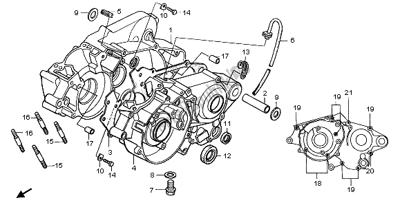 All parts for the Crankcase of the Honda CR 80 RB LW 2000