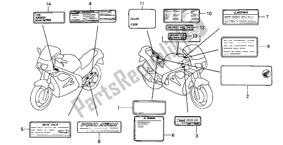 All parts for the Caution Label of the Honda VFR 750F 1994