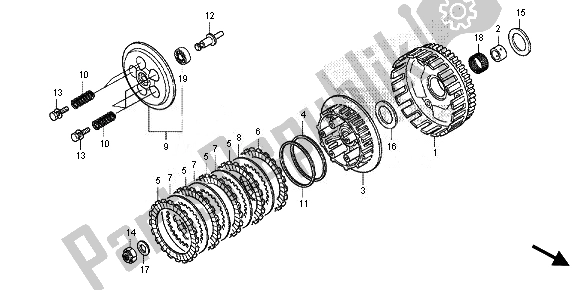 All parts for the Clutch of the Honda CRF 250M 2014