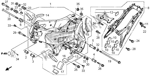 Alle onderdelen voor de Frame Lichaam van de Honda VFR 1200 XD 2012