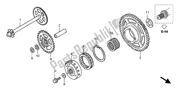 All parts for the Starting Clutch of the Honda CBF 1000 2008