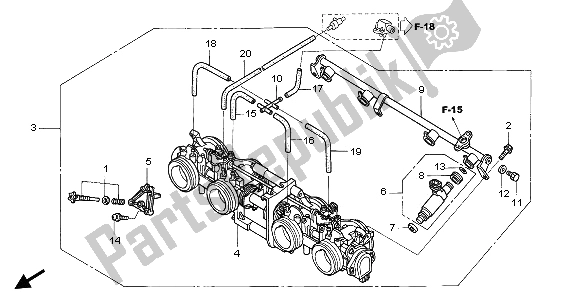 All parts for the Throttle Body (assy.) of the Honda CB 1300F 2003