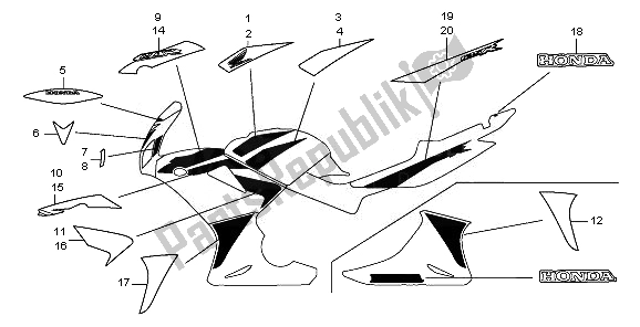 All parts for the Mark & Stripe of the Honda CBR 125 RW 2010