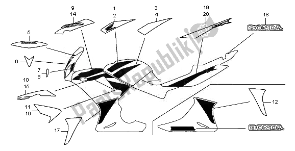 Alle onderdelen voor de Merk & Streep van de Honda CBR 125 RW 2010