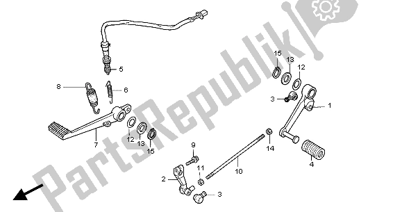 All parts for the Brake Pedal & Change Pedal of the Honda CBR 600F 2004