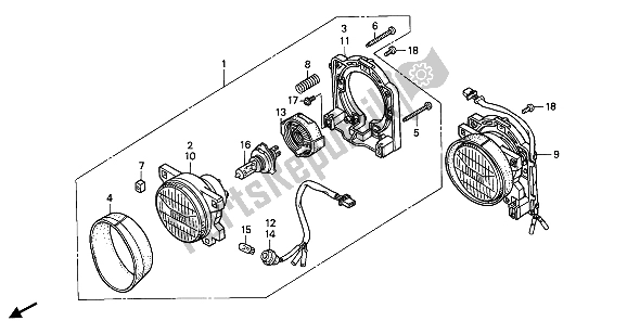 Tutte le parti per il Faro del Honda VFR 400R3 1990