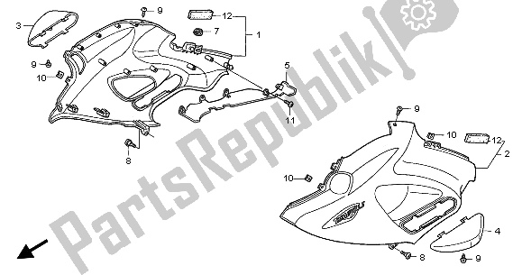 Todas las partes para Capucha Media de Honda NT 650V 2002