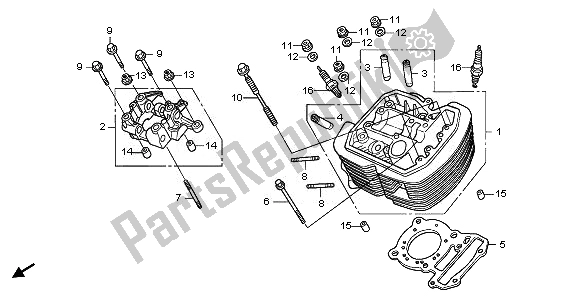 All parts for the Front Cylinder Head of the Honda VT 750C2B 2011